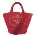 Prada Canapa Red Color Canvas Tote Bag