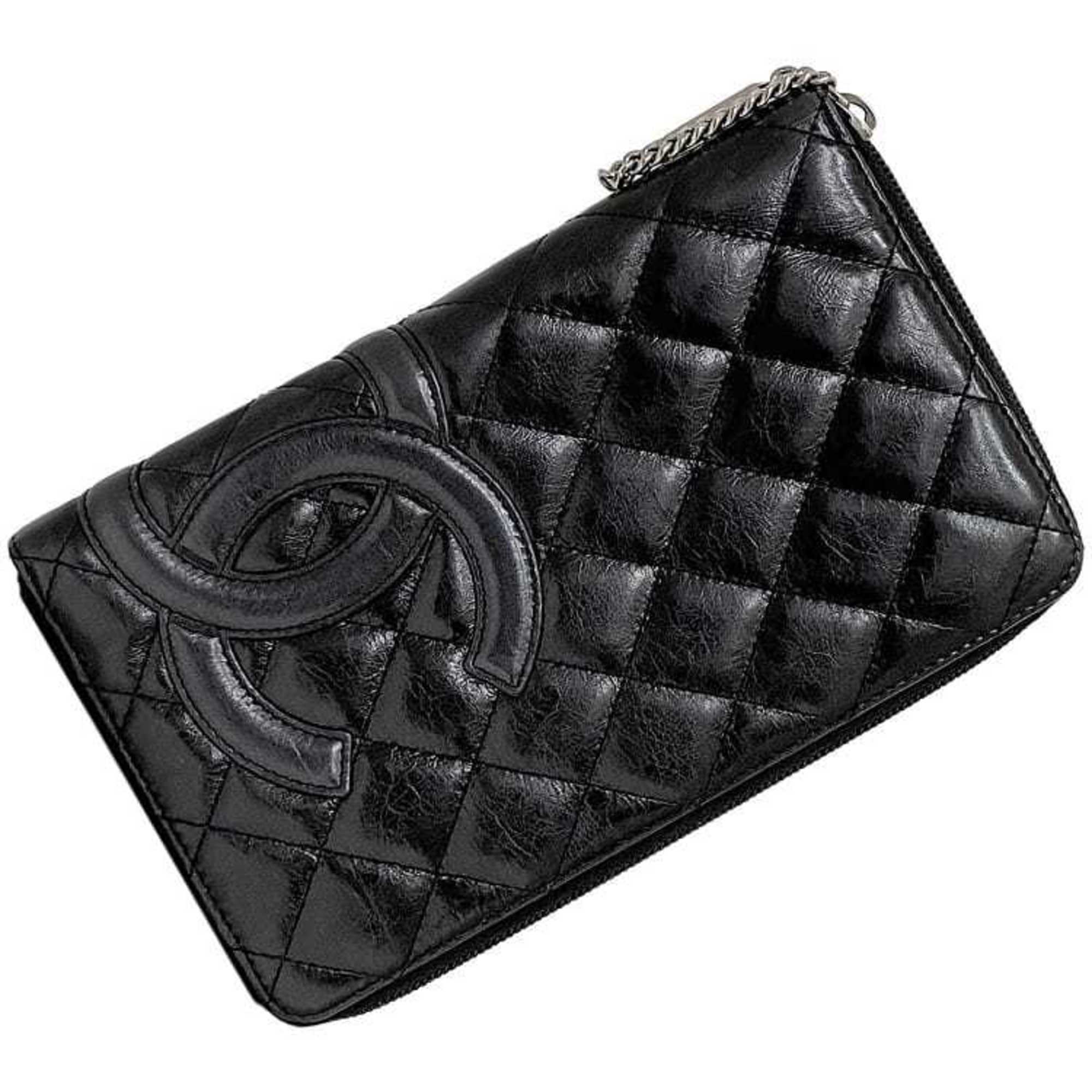 Chanel Black Leather Long Wallet (Bi-Fold)
