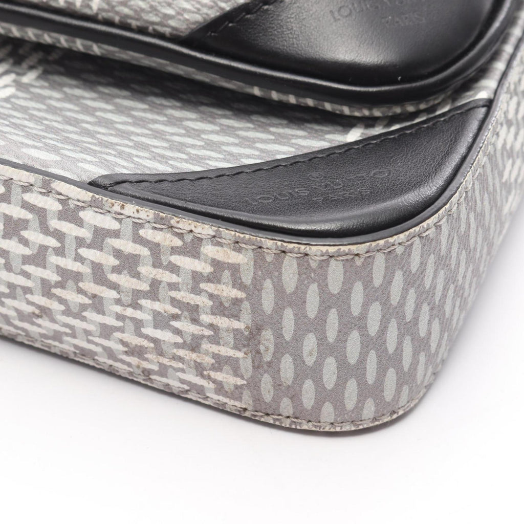 Louis Vuitton Gray White Coated Canvas Leather Shoulder Bag