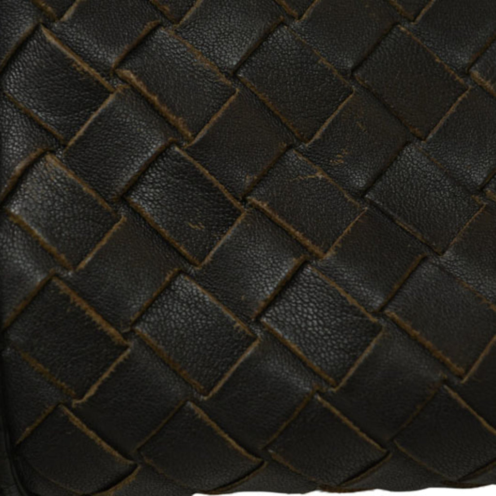 Bottega Veneta Black Gray Leather Messenger Bag Shoulder Bag