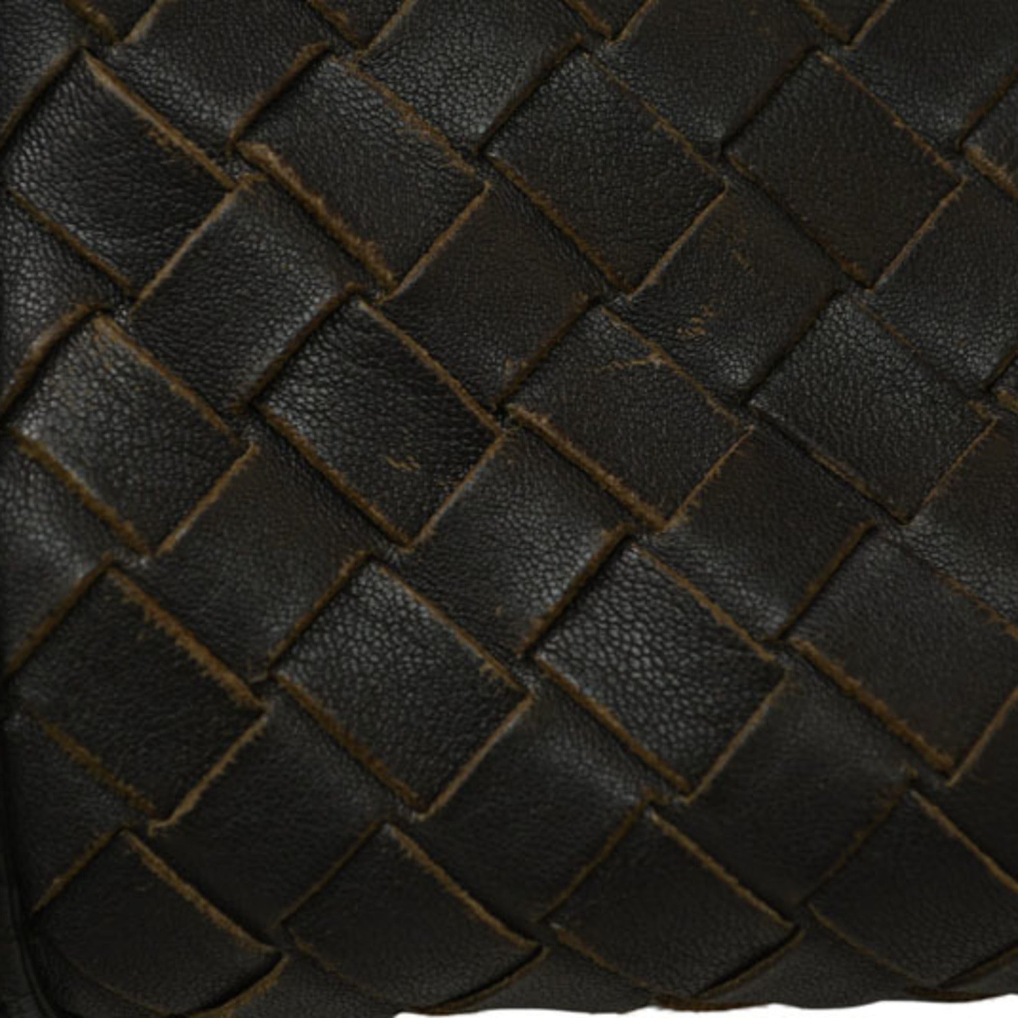 Bottega Veneta Black Gray Leather Messenger Bag Shoulder Bag