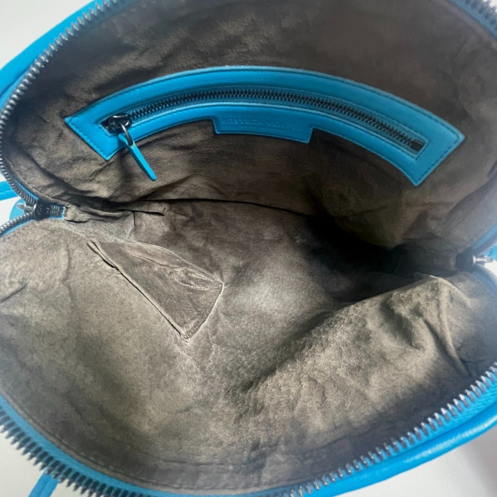 Bottega Veneta Intrecciato Blue Leather Shoulder Bag