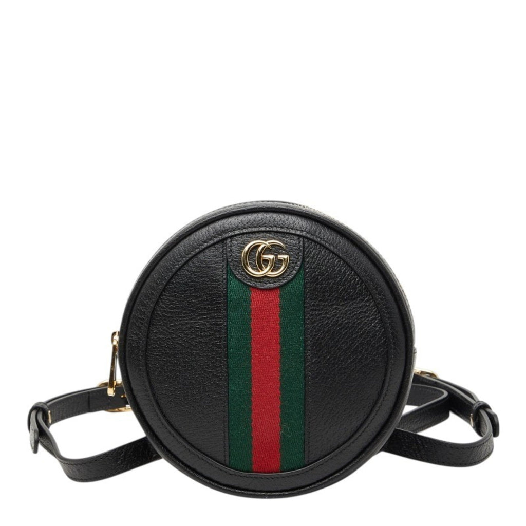 Gucci Black Multi-Color Leather Canvas Backpack (Pre-Owned)