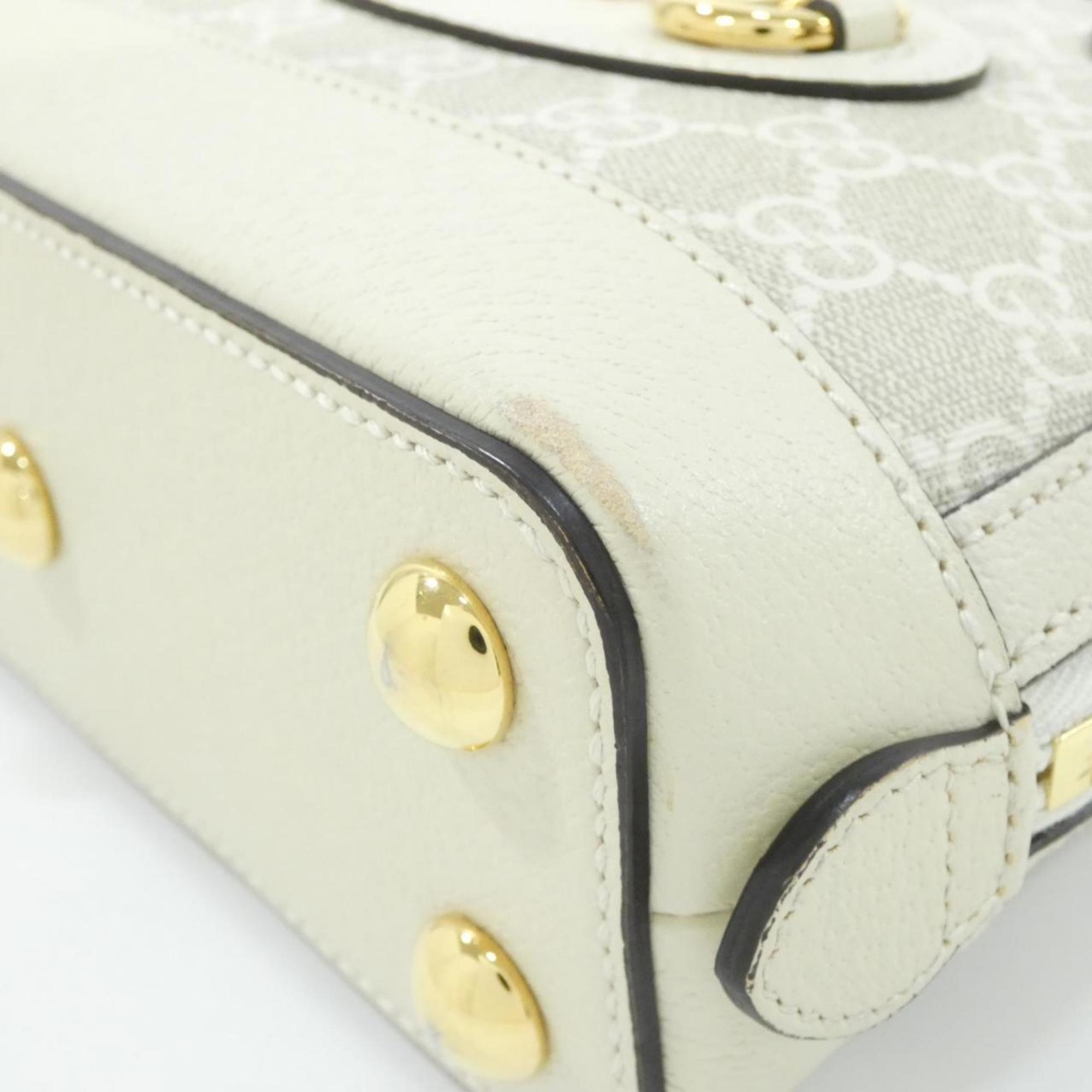 Gucci Horsebit Beige White Gg Supreme Handbag (Pre-Owned)