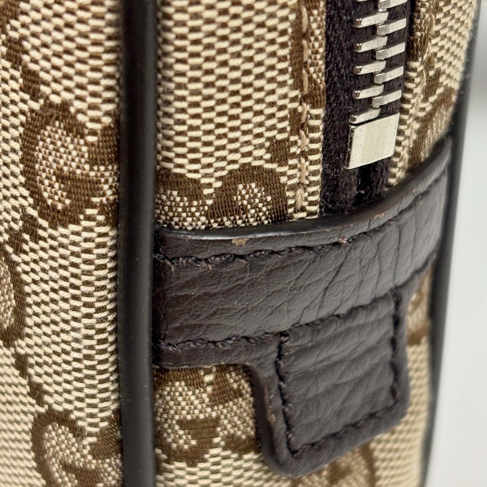 Gucci Gg Canvas Brown Gg Canvas Leather Sling Bag (Pre-Owned)