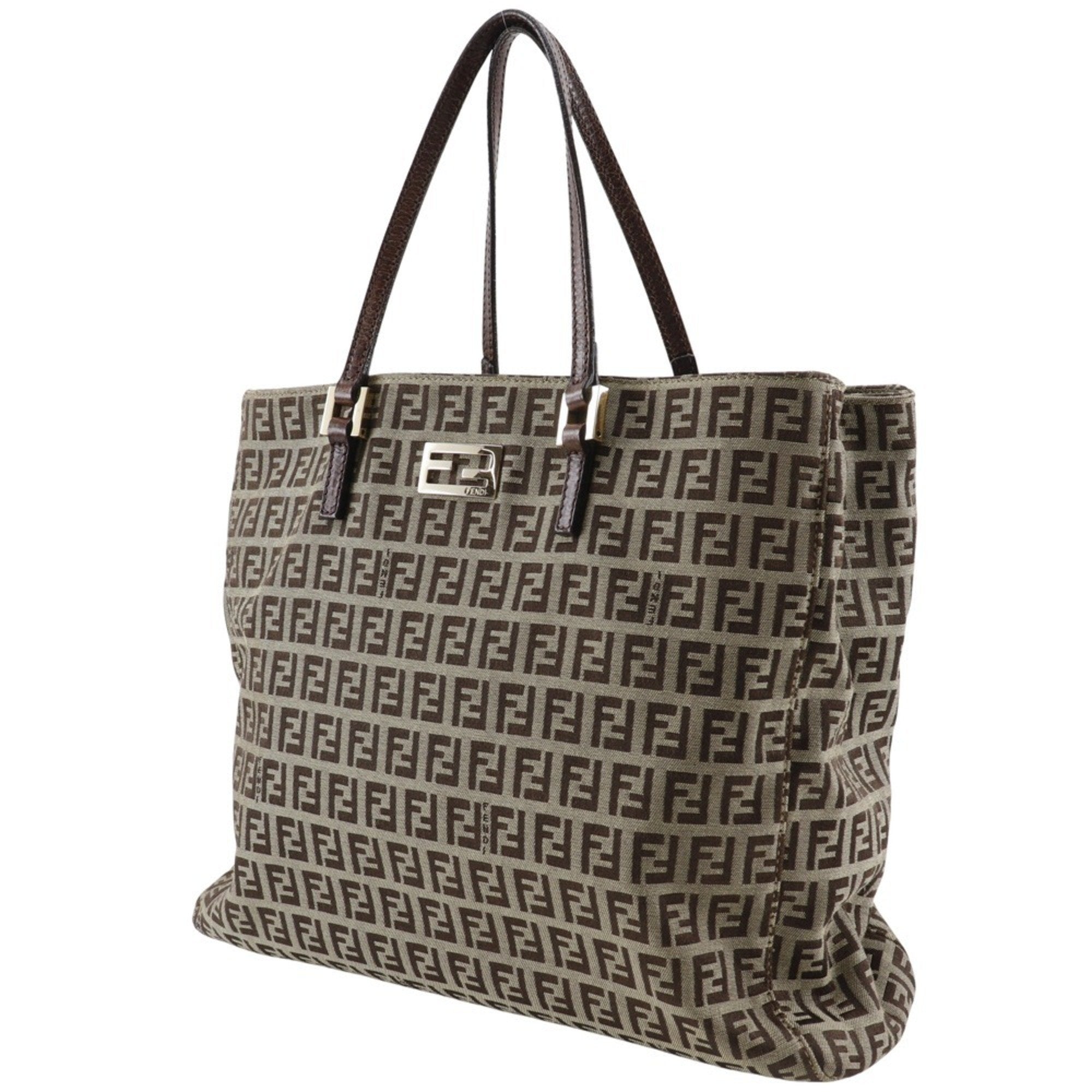 Fendi Brown Nylon Canvas Handbag