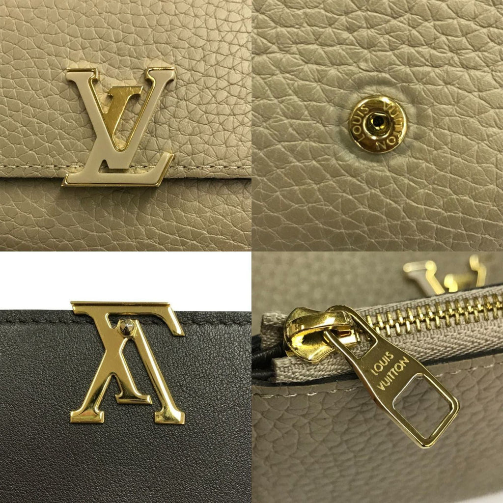 Louis Vuitton Beige Leather Wallet (Tri-Fold)