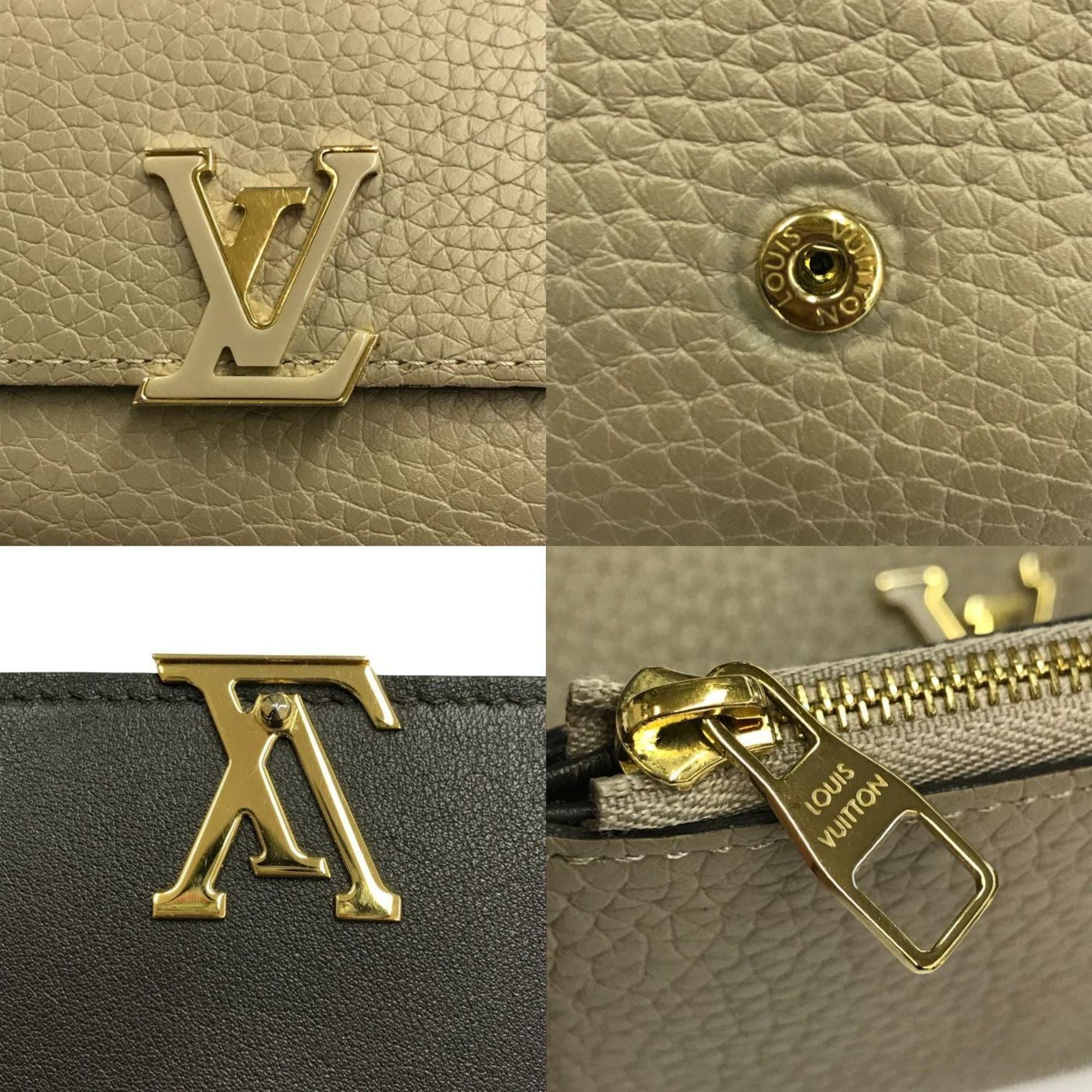 Louis Vuitton Beige Leather Wallet (Tri-Fold)