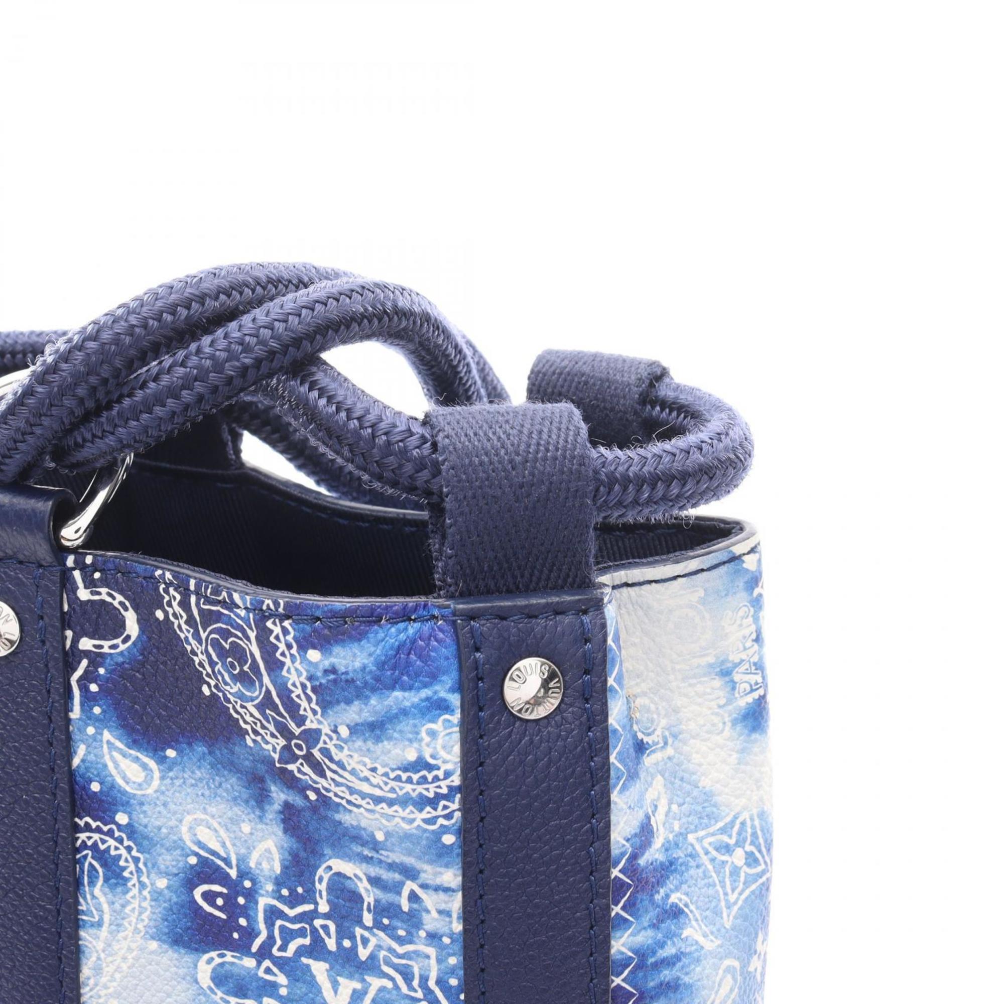 Louis Vuitton Blue Leather Coated Canvas Shoulder Bag