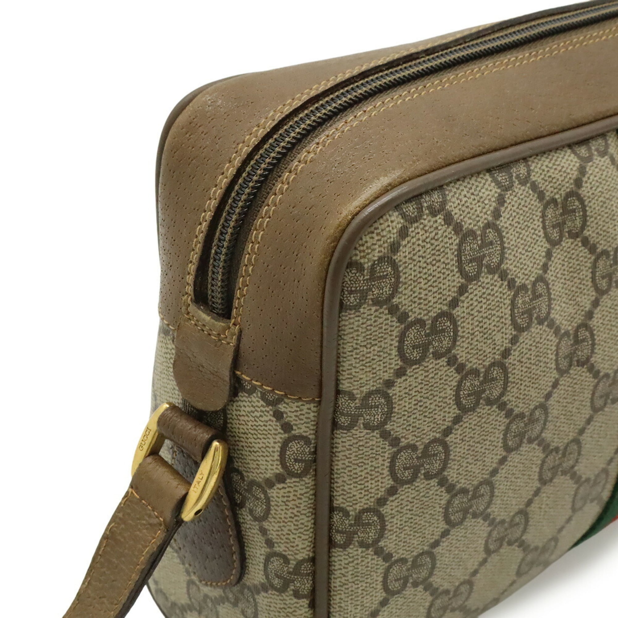 Gucci Beige Beige Brown Brown Green Red Color Gg Plus Pochette Shoulder Bag (Pre-Owned)
