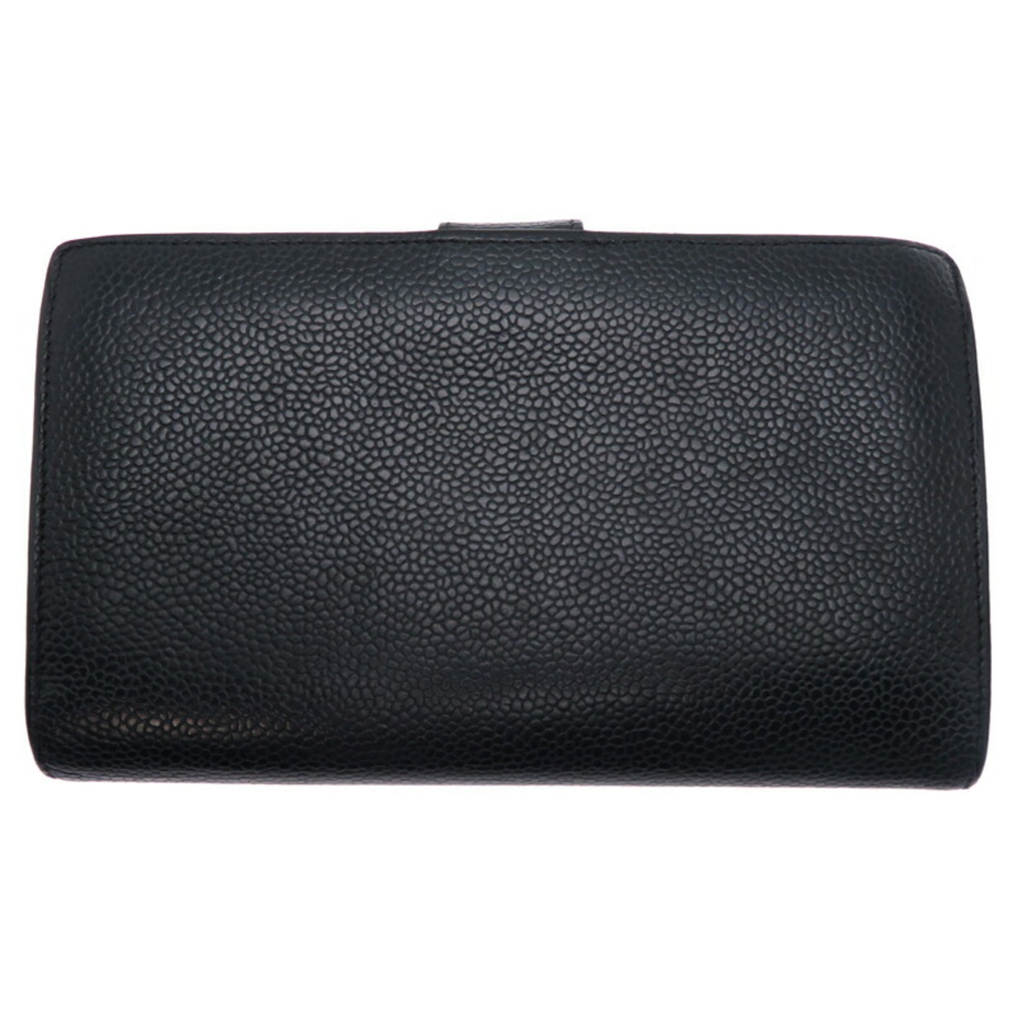 Chanel Black Grained Calfskin Long Wallet (Bi-Fold)