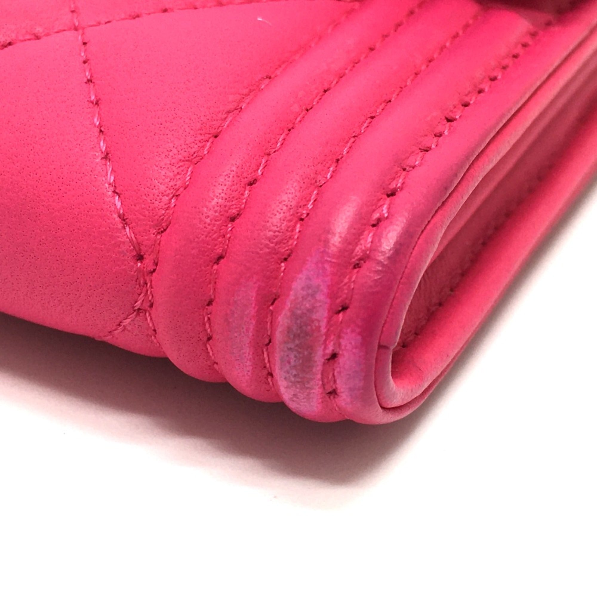Chanel Pink Leather Long Wallet (Bi-Fold)