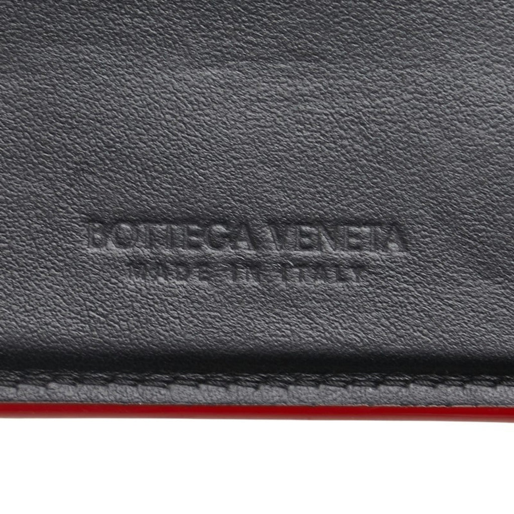 Bottega Veneta Black Red Color Leather Wallet (Bi-Fold)