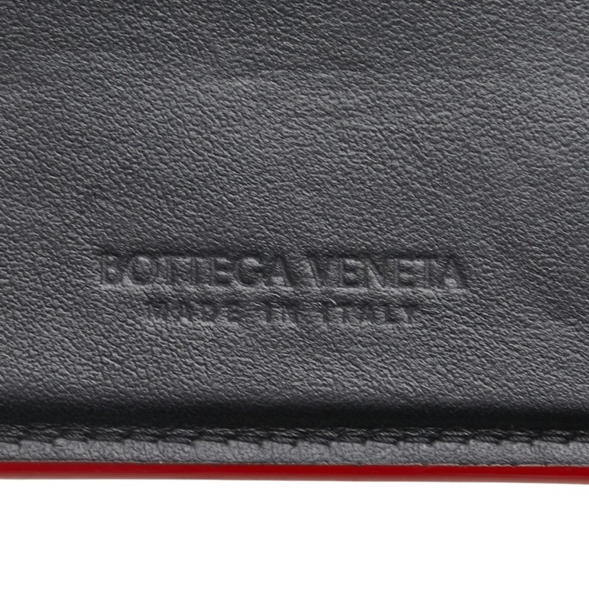 Bottega Veneta Black Red Color Leather Wallet (Bi-Fold)