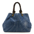 Bottega Veneta Blue Canvas Leather Shoulder Bag Tote Bag