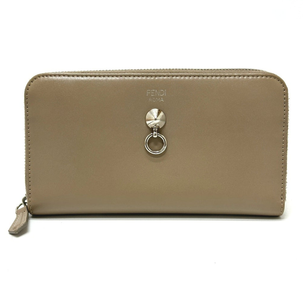 Fendi Beige Leather Long Wallet (Bi-Fold)