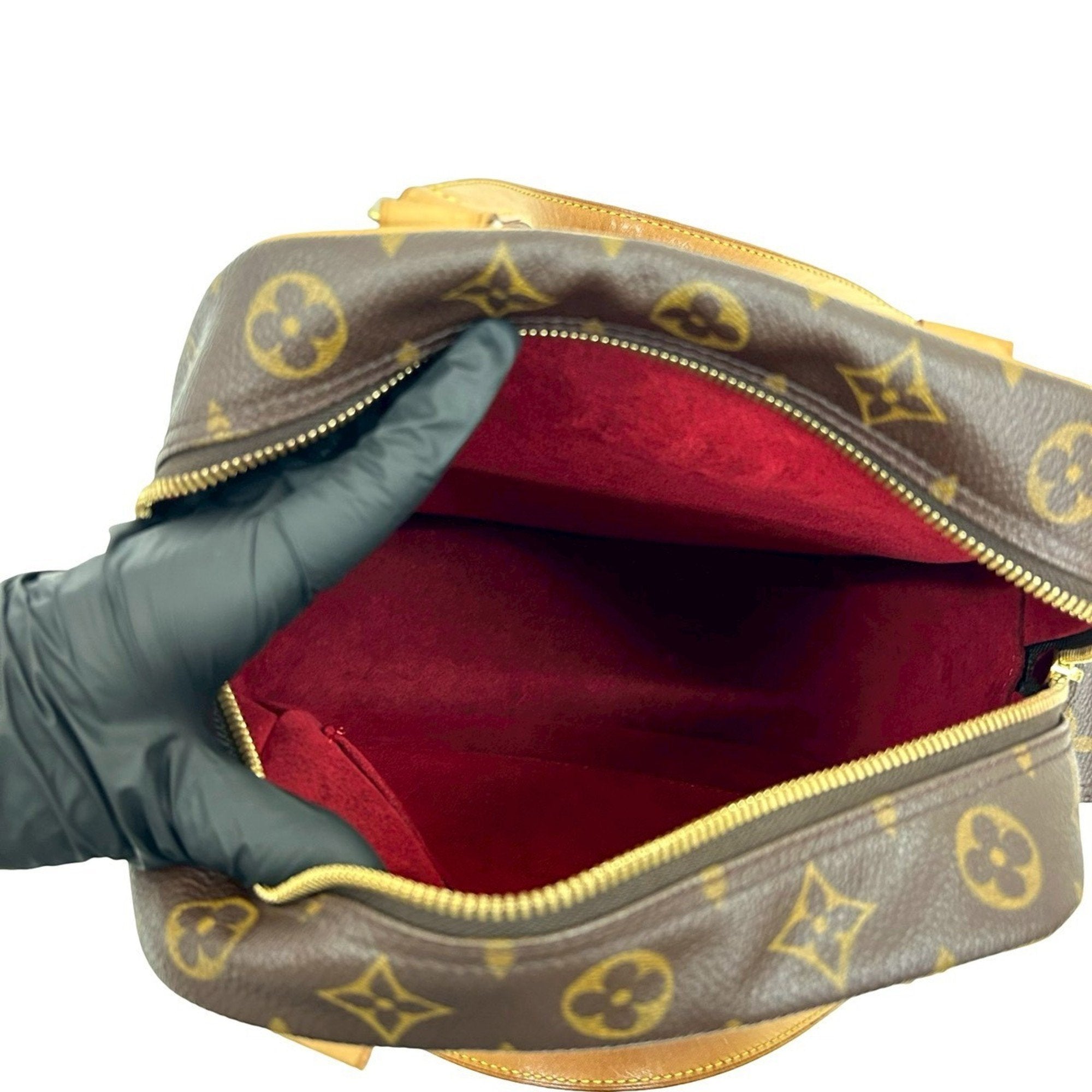 Louis Vuitton Brown Leather Pvc Boston Bag Handbag