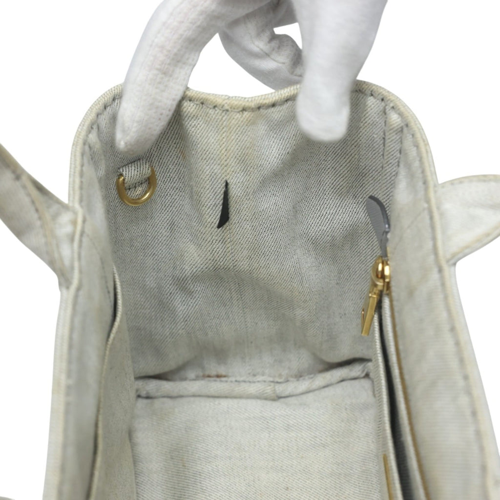 Prada White Canvas Tote Bag