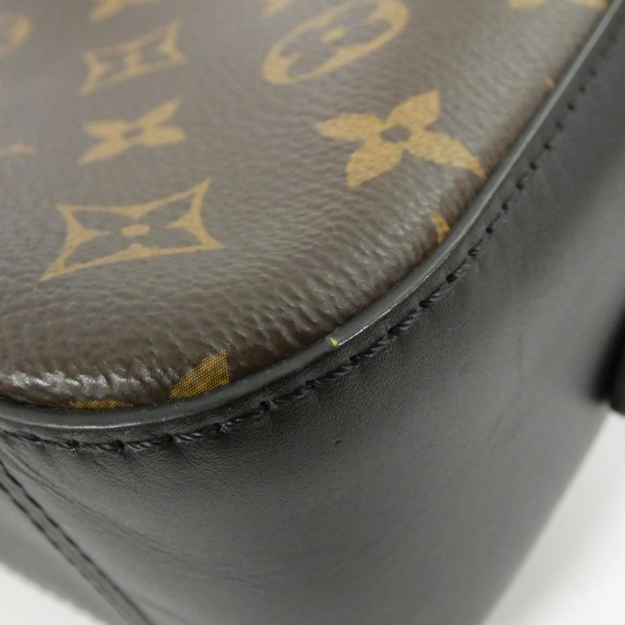 Louis Vuitton Black Marron Coated Canvas Leather Shoulder Bag