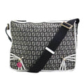 Fendi Black White Nylon Canvas Leather Shoulder Bag