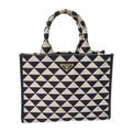 Prada Navy White Canvas Tote Bag