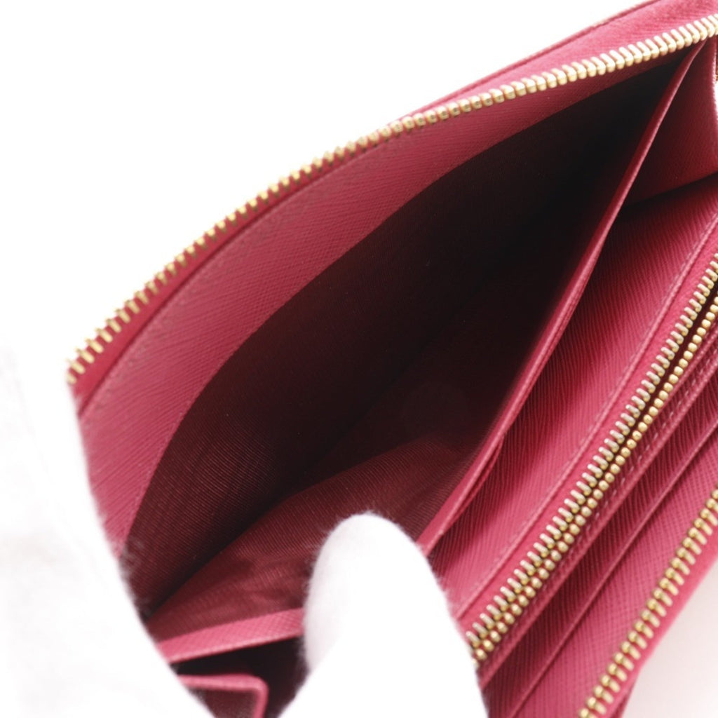 Prada Peonia Pink Saffiano Triangle Long Wallet (Bi-Fold)
