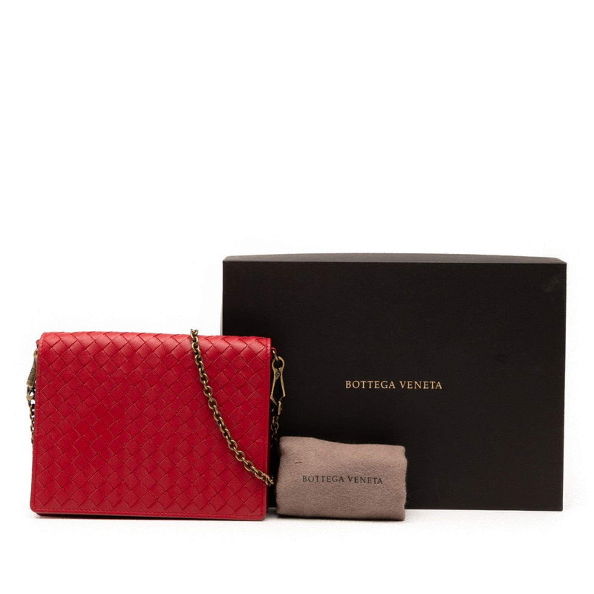 Bottega Veneta Red Color Leather Shoulder Bag