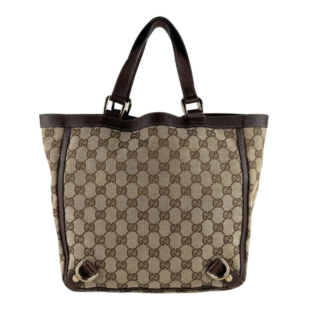 Gucci Brown Brown Gg Gg Canvas Leather Handbag (Pre-Owned)