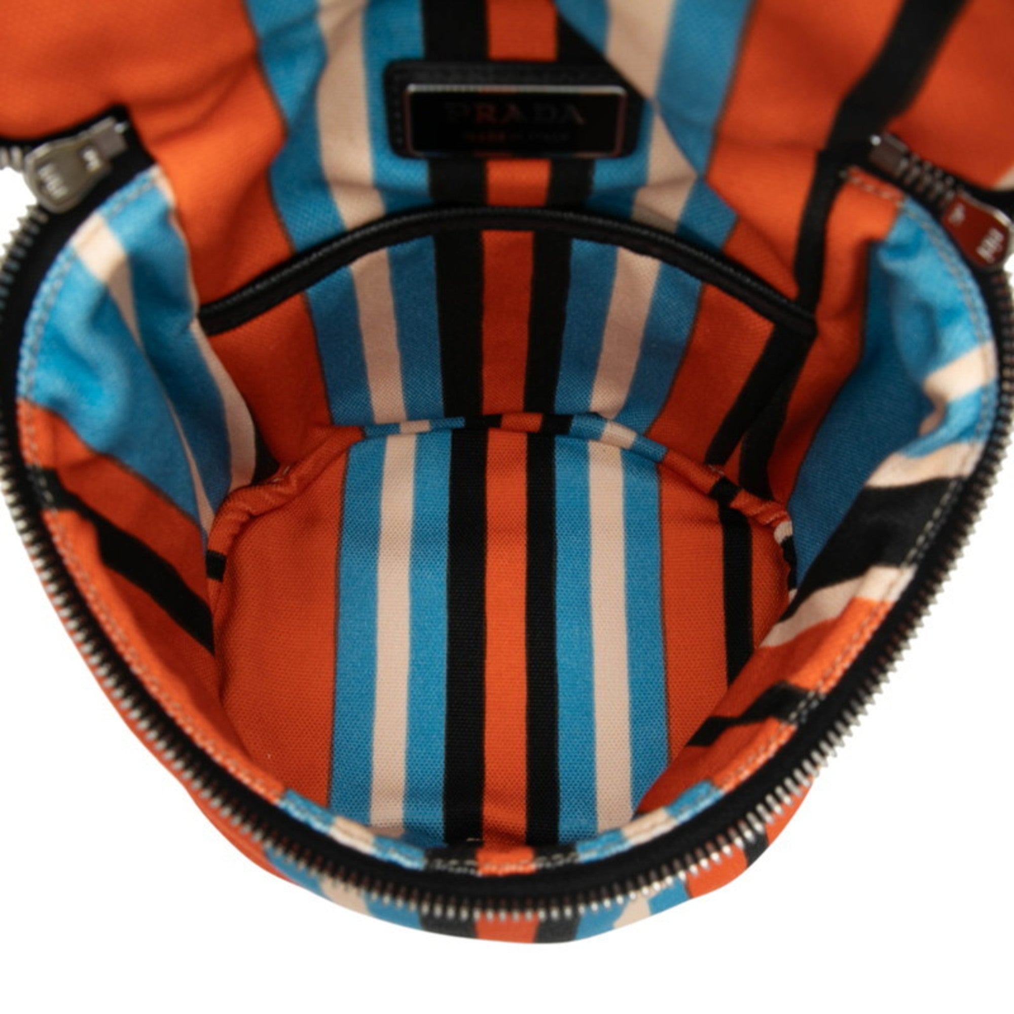 Prada Black Multi-Color Orange Canvas Leather Shoulder Bag