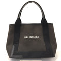 Balenciaga Navy Cotton Canvas Leather Handbag Tote