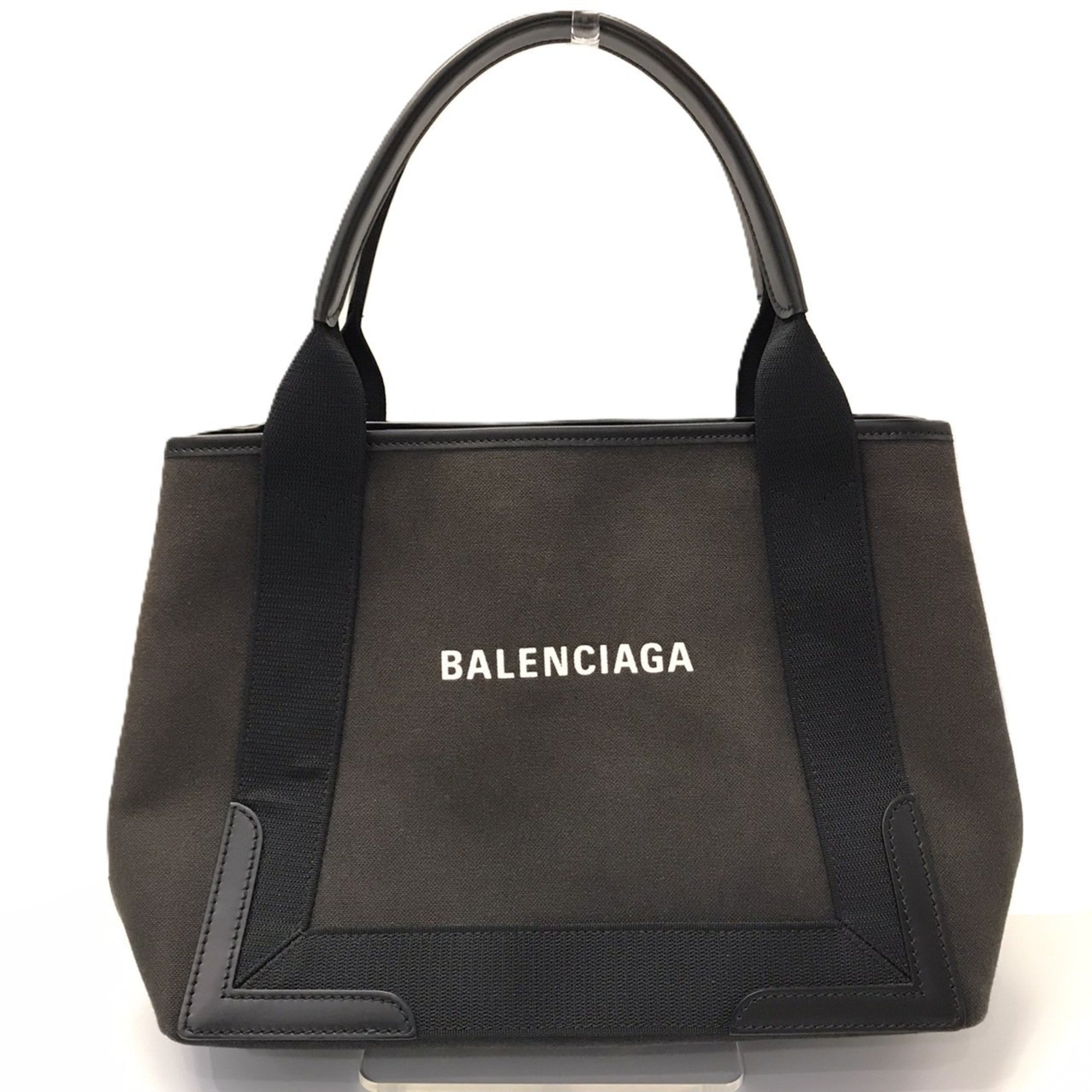 Balenciaga Navy Cotton Canvas Leather Handbag Tote