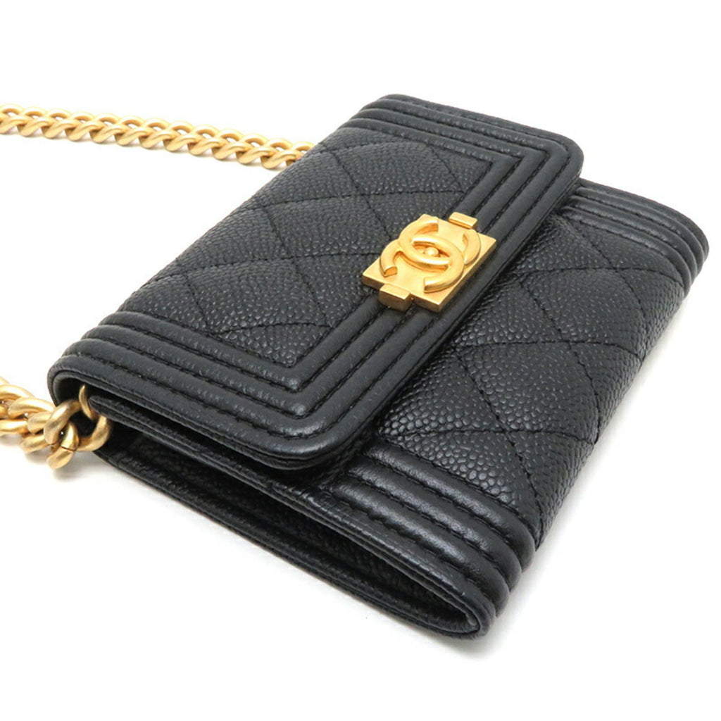 Chanel Boy Chanel Black Caviar Leather Shoulder Bag