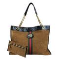 Gucci Black Brown Suede Leather Pouch Tote Bag (Pre-Owned)