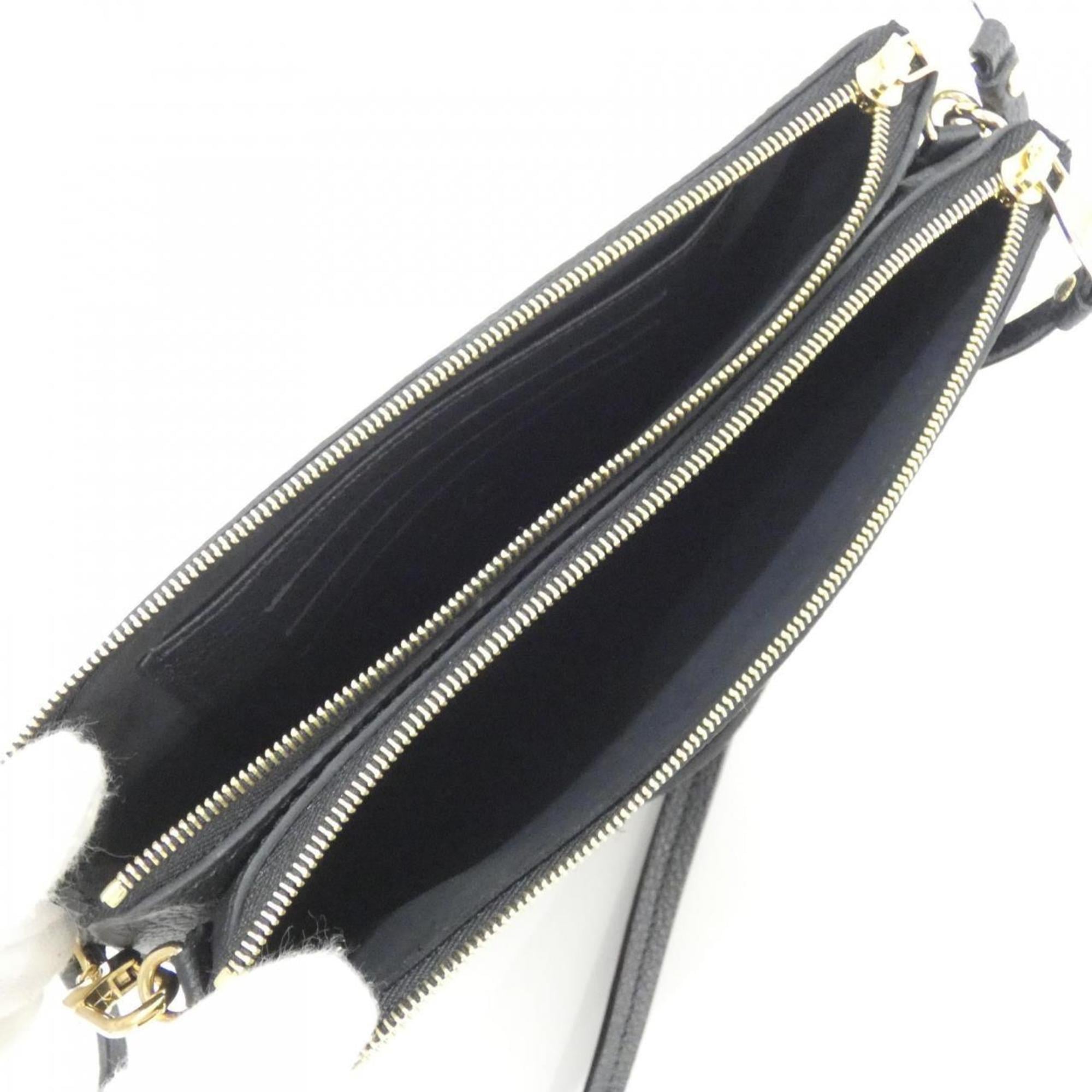 Louis Vuitton Beige Black Leather Pochette Shoulder Bag