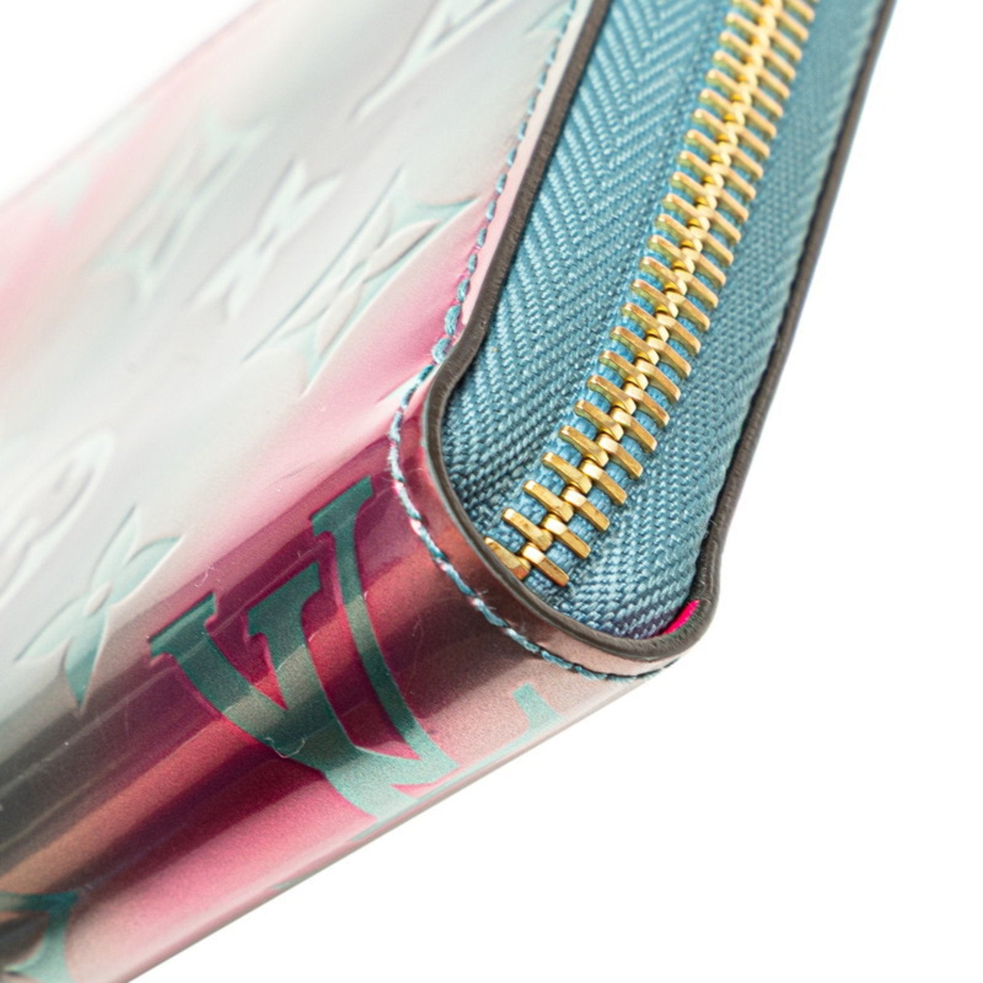 Louis Vuitton Blue Multi-Color Pink Patent Leather Long Wallet