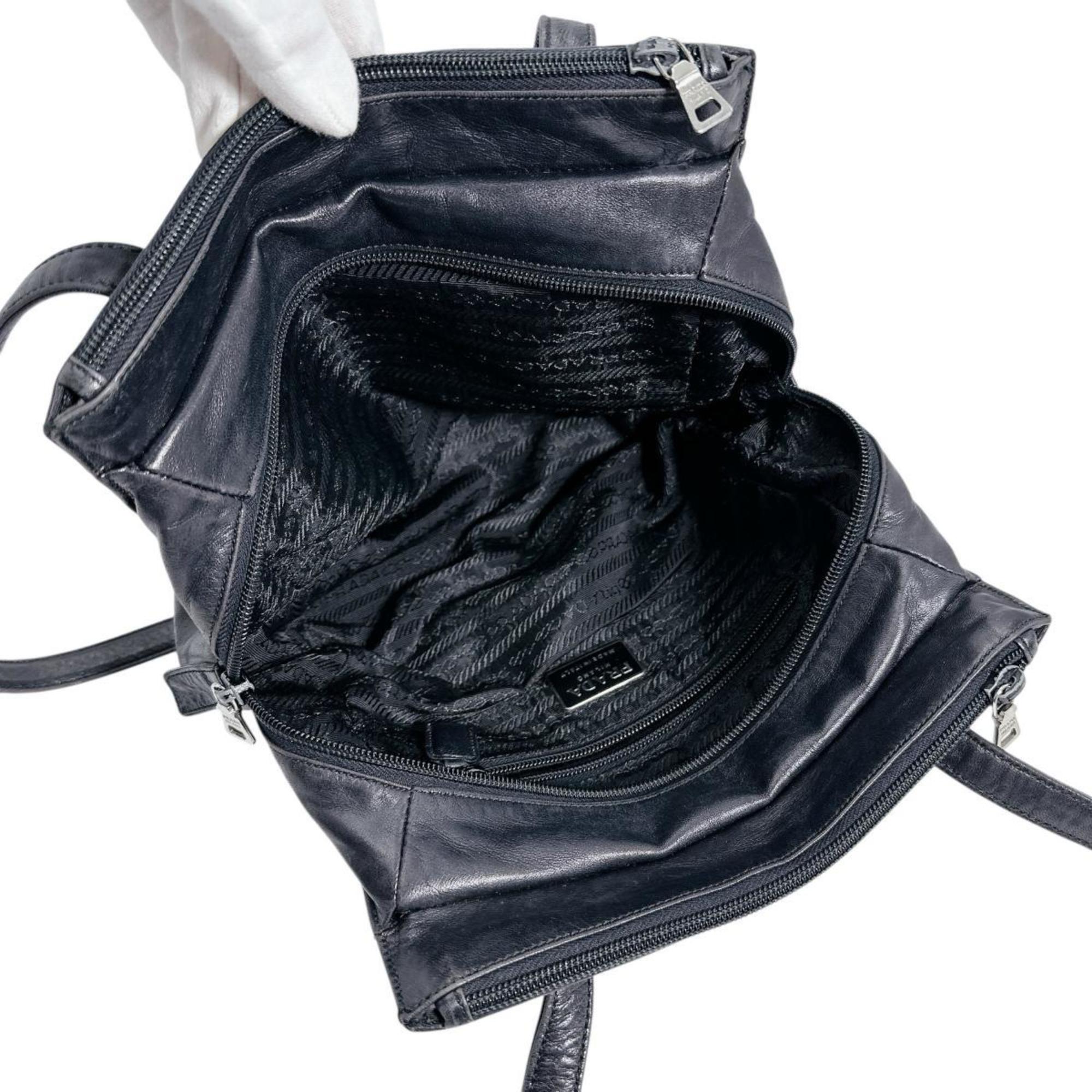 Prada Black Leather Tote Bag