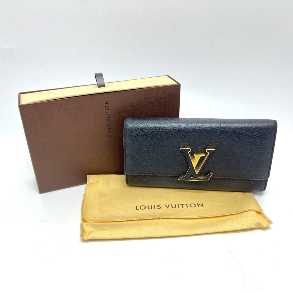 Louis Vuitton Black Noir Leather Long Wallet