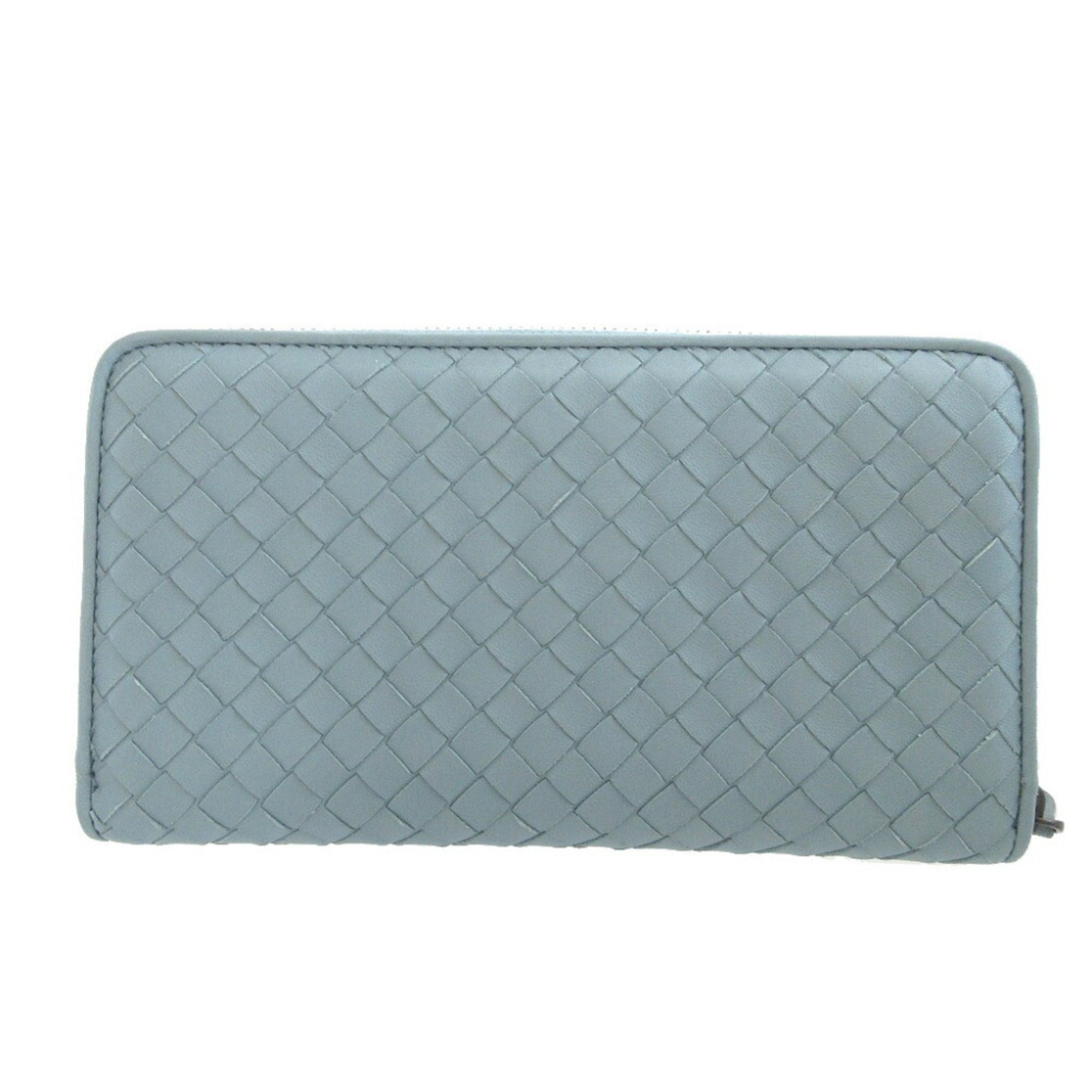 Bottega Veneta Light Blue Leather Long Wallet (Bi-Fold)