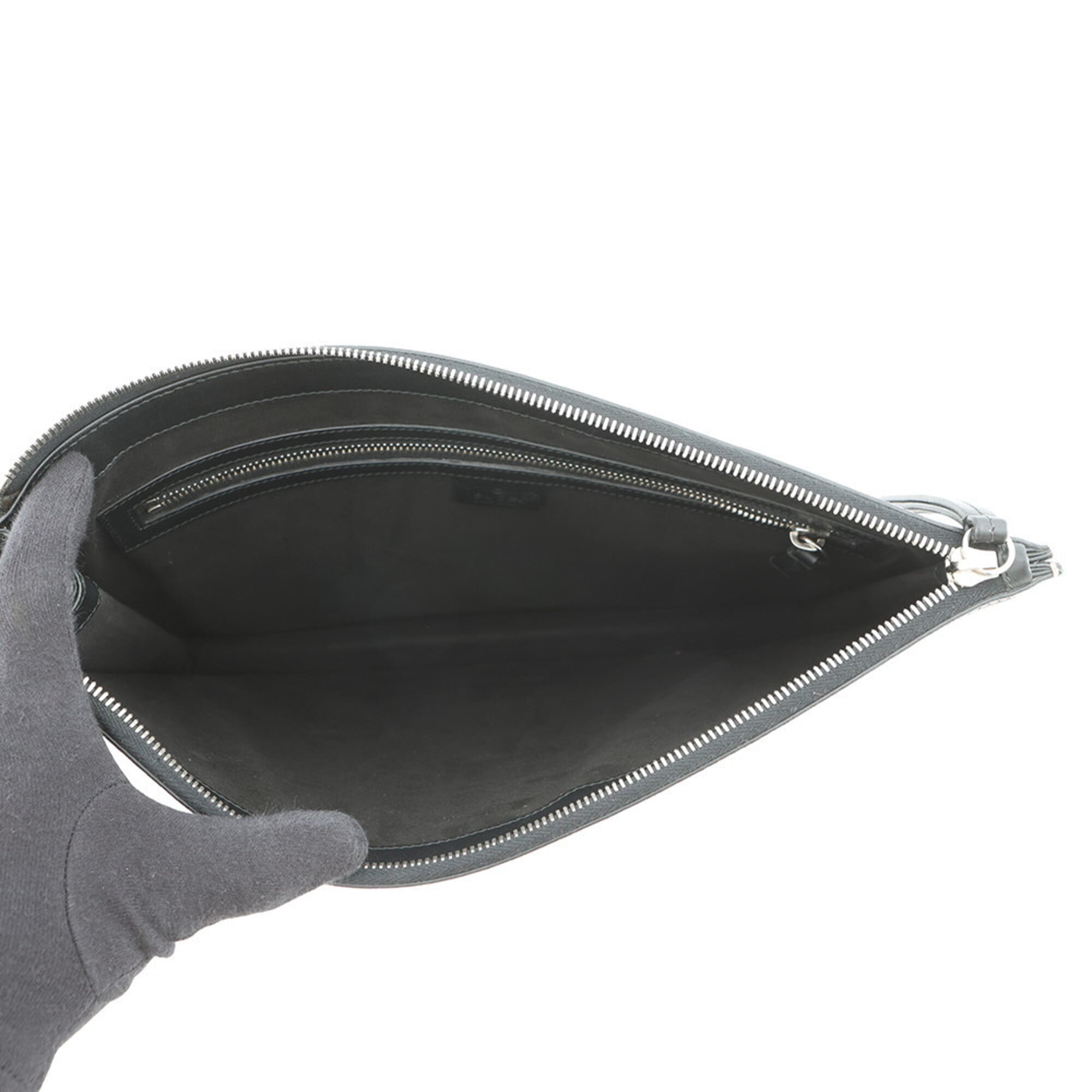 Gucci Black Multi-Color Leather Clutch Bag Handbag Pouch (Pre-Owned)