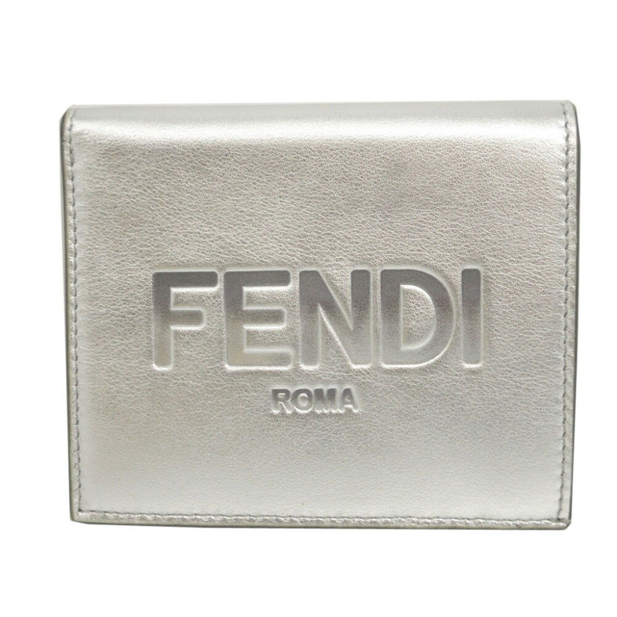 Fendi Silver Leather Wallet (Bi-Fold)
