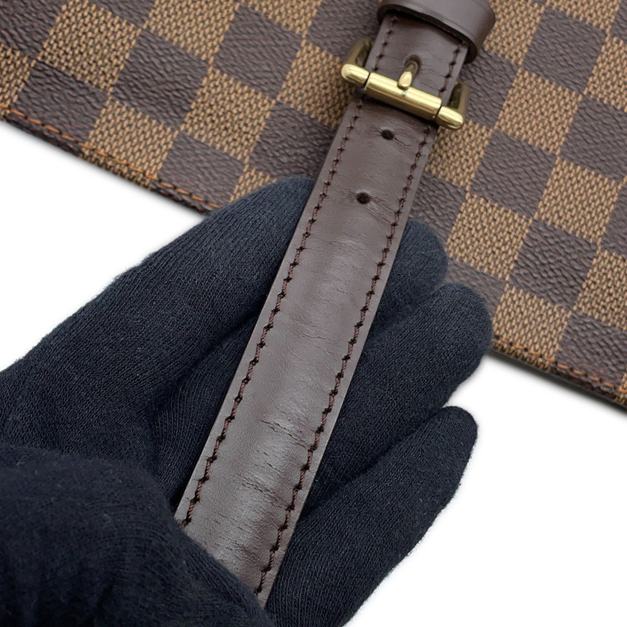 Louis Vuitton Damier Damier Canvas Ebene Red Color Shoulder Bag Tote Bag