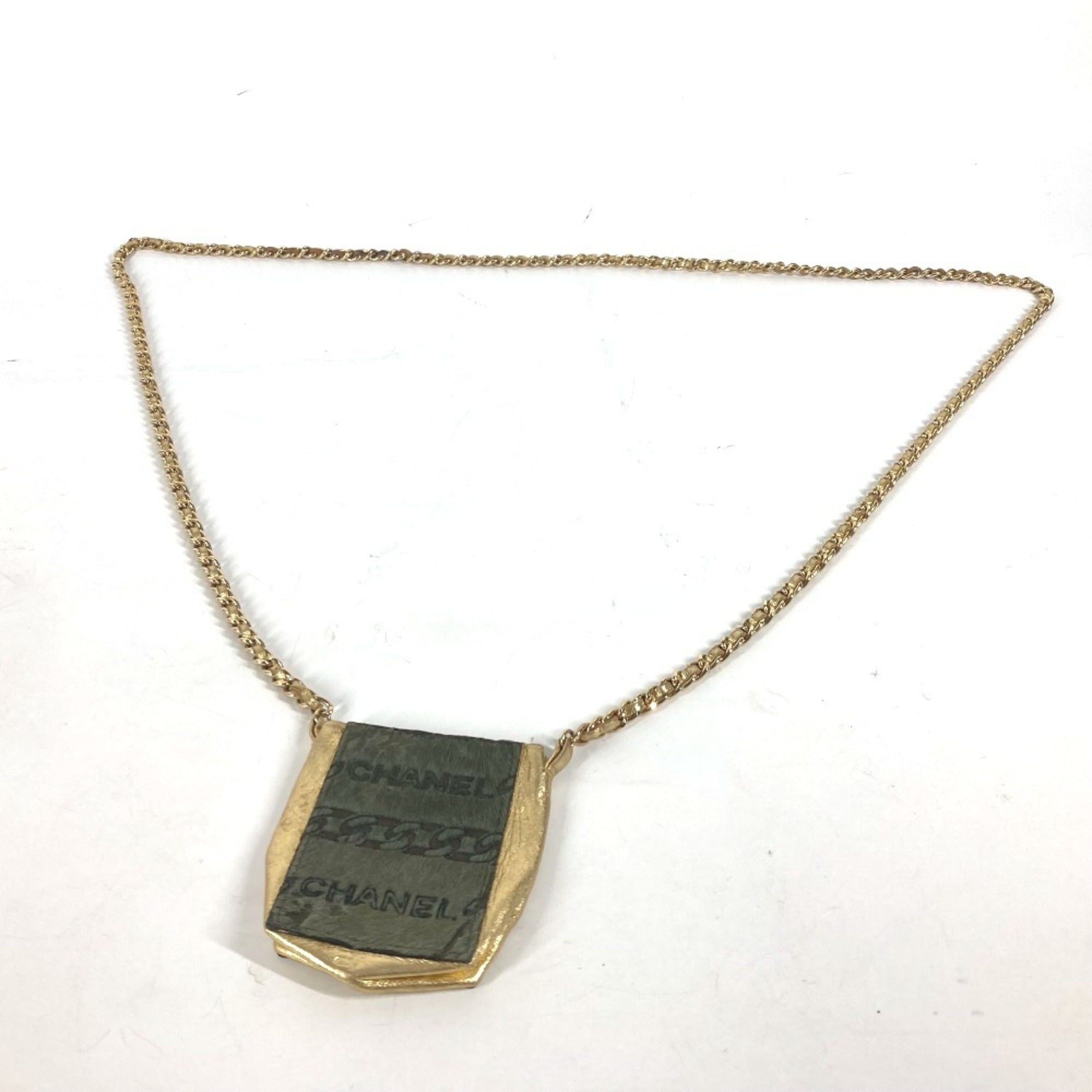 Chanel Gold Khaki Leather Pochette Shoulder Bag