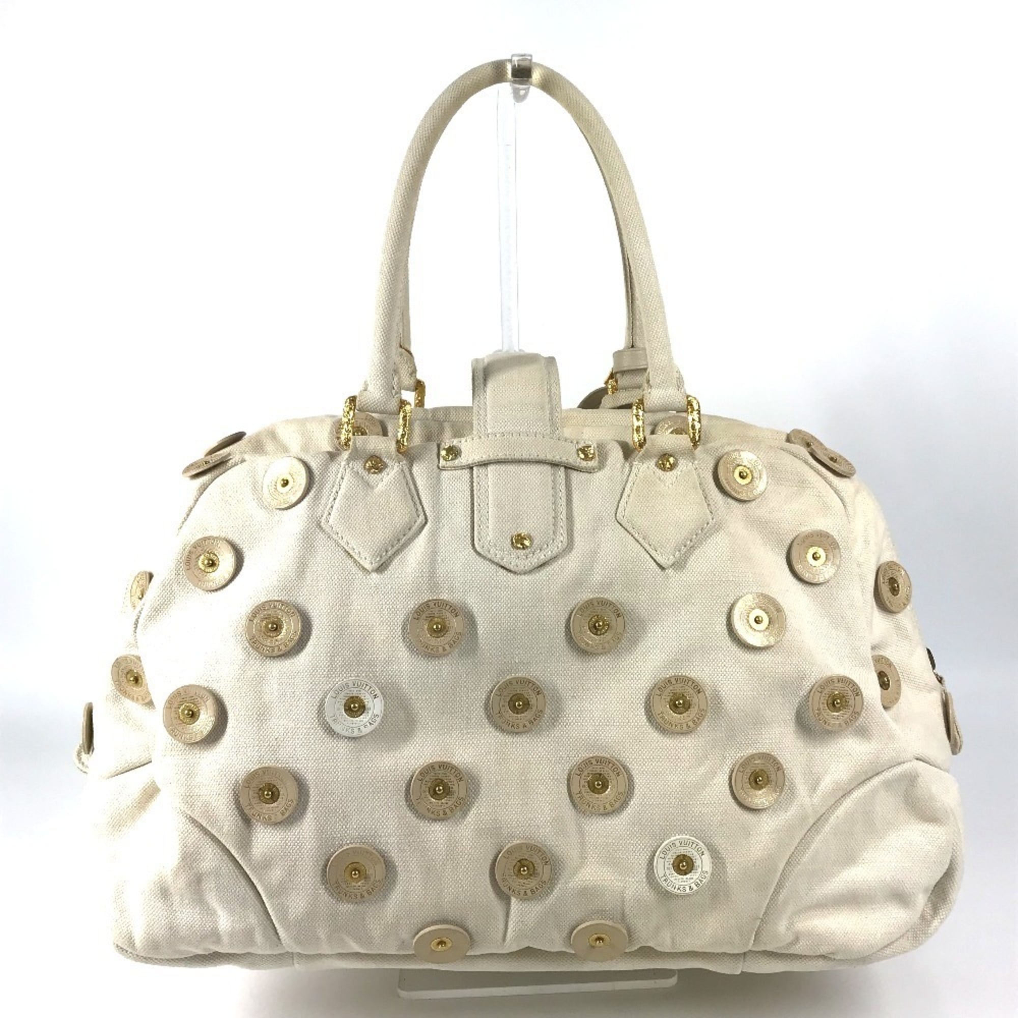 Louis Vuitton White Canvas Boston Bag Handbag Shoulder Bag