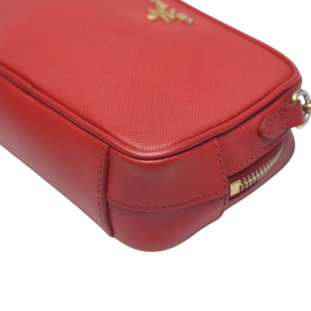 Prada Red Color Leather Shoulder Bag