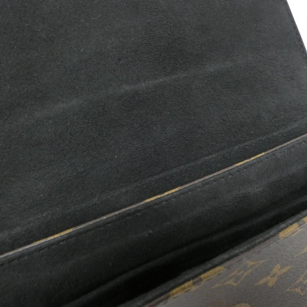 Louis Vuitton Monogram Black Marron Coated Canvas Leather Handbag
