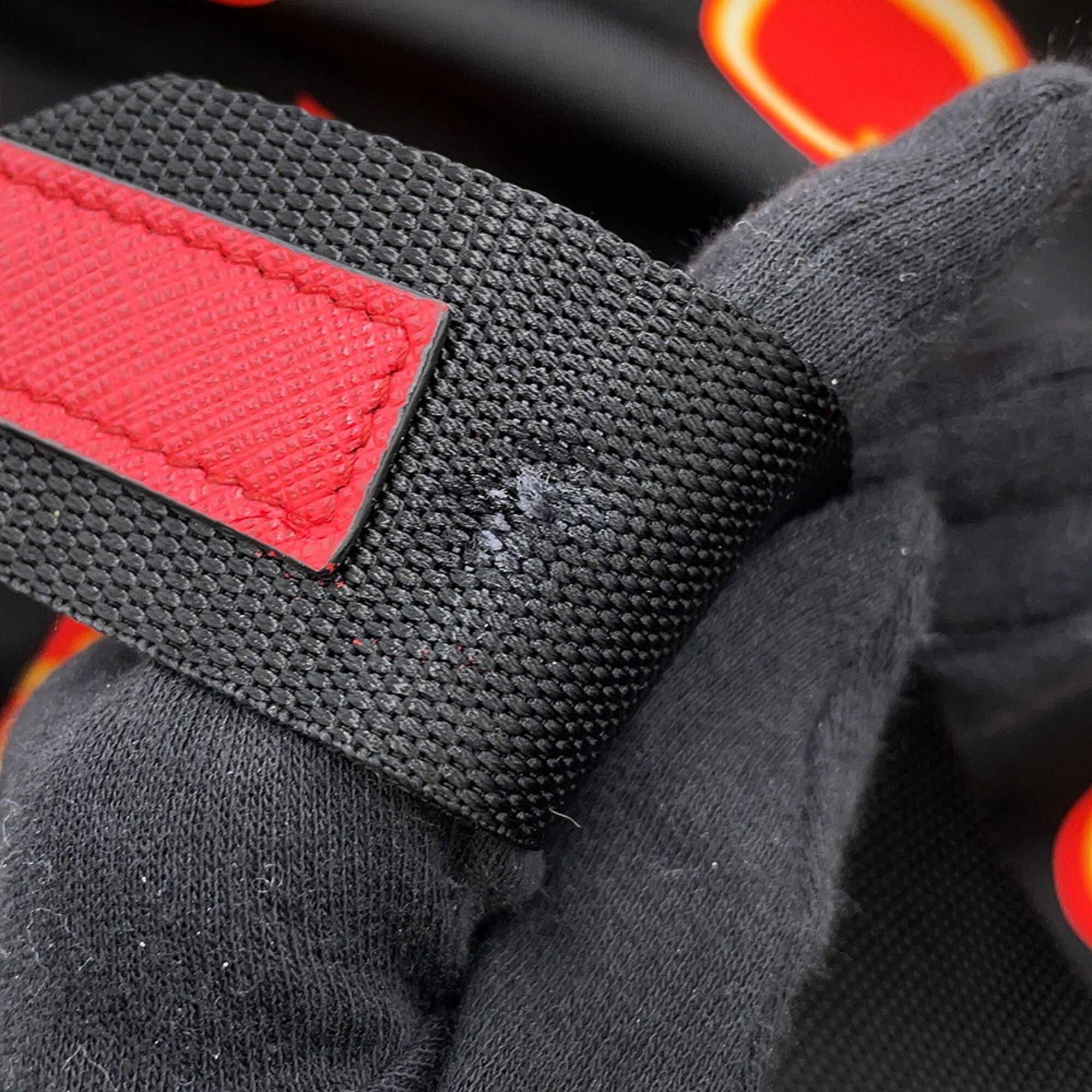 Prada Black Red Color Nylon Backpack