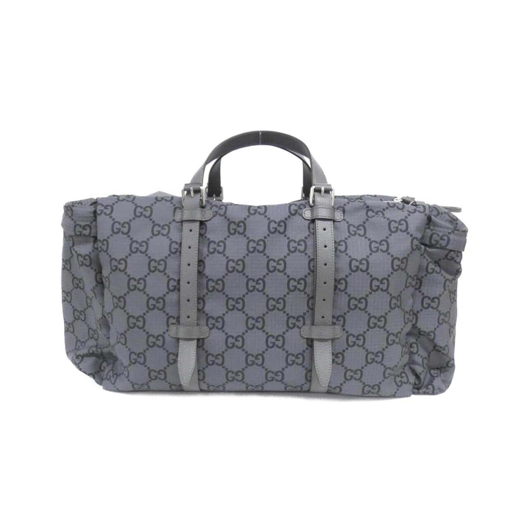 Gucci Black Dark Gray Polyester Boston Bag (Pre-Owned)