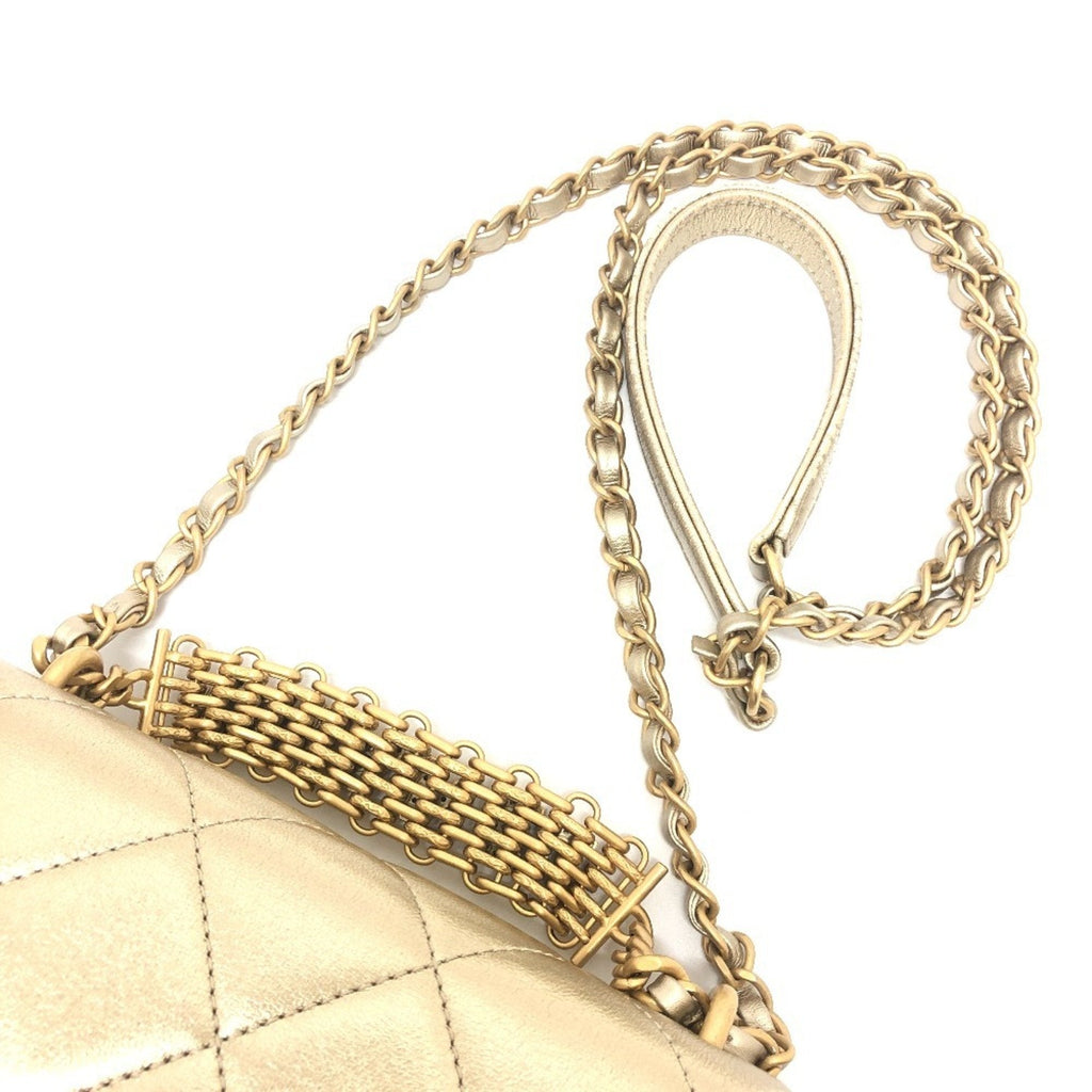 Chanel Matelasse Gold Leather Handbag Shoulder Bag