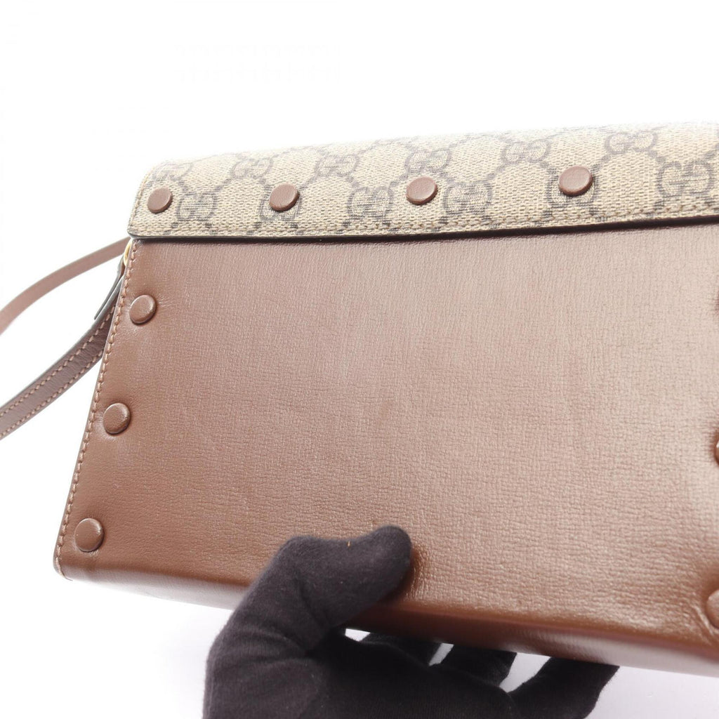 Gucci Beige Brown Red Color Gg Supreme Shoulder Bag (Pre-Owned)