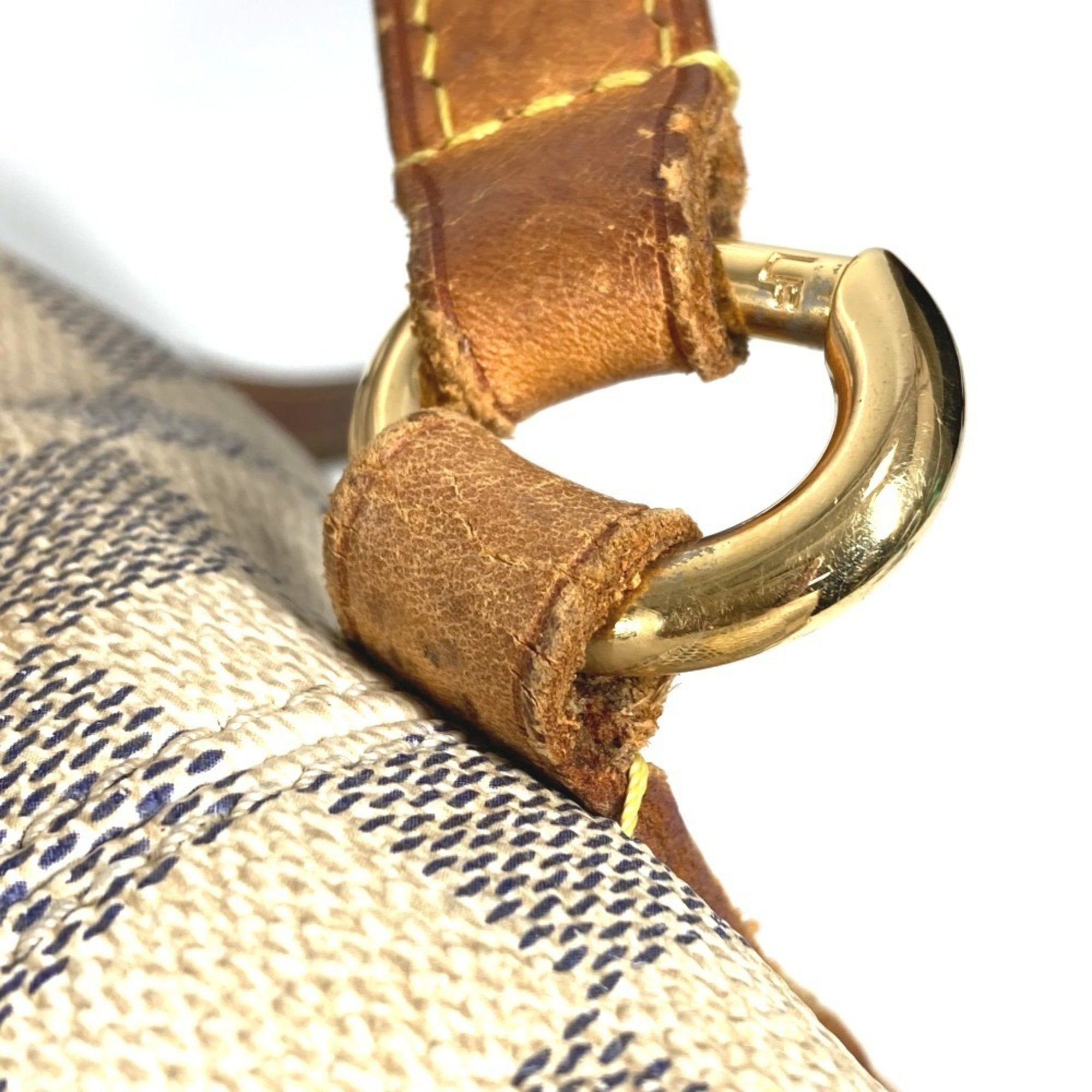 Louis Vuitton Galle White Yellow Damier Azur Shoulder Bag Tote Bag